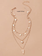 Triple Destello de Amor: Collar Multicapa con Discos y Corazón ✨ ❤️