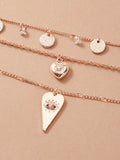Triple Destello de Amor: Collar Multicapa con Discos y Corazón ✨ ❤️